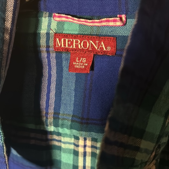 Blue green plaid button down long sleeve merona shirt - Picture 2 of 3